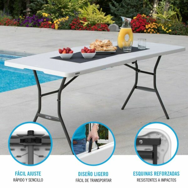 Table Klapptisch Lifetime Weiß rechteckig Stahl Kunststoff 185 x 76 x 74 cm – Bild 3