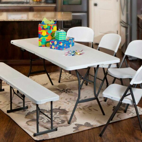 Table Klapptisch Lifetime Weiß rechteckig Stahl Kunststoff 185 x 76 x 74 cm – Bild 5