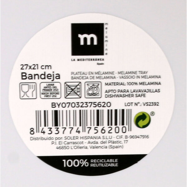 Schale La Mediterránea Holz Melamine 27 x 21,5 x 1,5 cm (18 Stück) – Bild 3