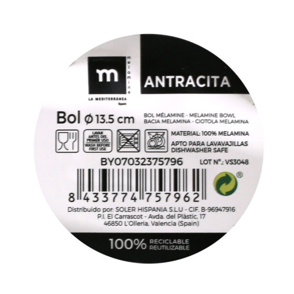 Schüssel für Vorspeisen La Mediterránea Melamine Anthrazit (24 Stück) – Bild 3