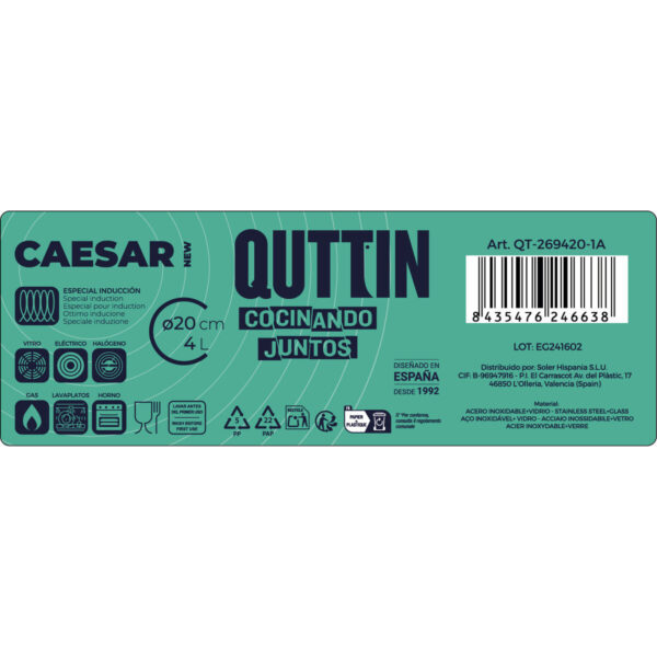 Topf mit Glasabdeckung Quttin Caesar Stahl ø 20 x 13,5 cm (6 Stück) – Bild 3