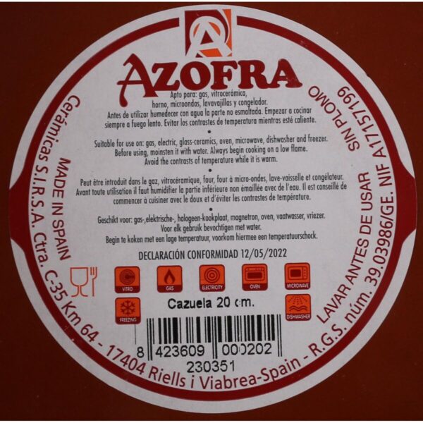 Kochtopf Azofra Steingut 20 x 20 x 4 cm (18 Stück) – Bild 3
