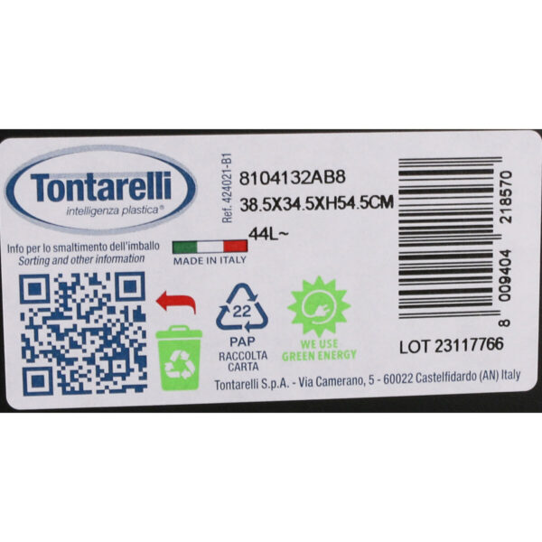 Abfalleimer Tontarelli Coverline Blau 44 L Schwarz 38,5 x 34,5 x 54,5 cm (6 Stück) – Bild 3