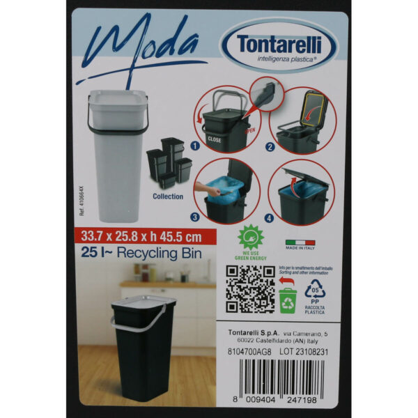 Recycling Papierkorb Tontarelli Moda Schwarz grün 24 L (6 Stück) – Bild 3