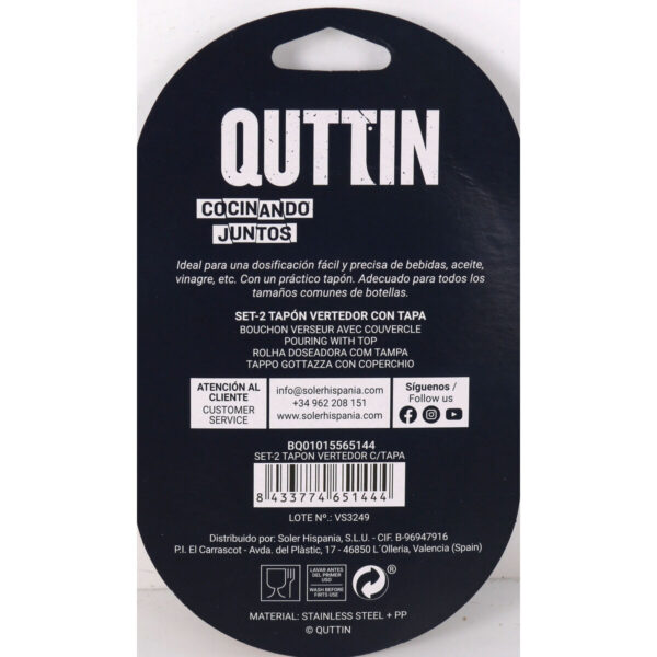 Flaschenausgießer Quttin 8433774651444 16 x 9 x 2 cm 2 Stücke (24 Stück) – Bild 3