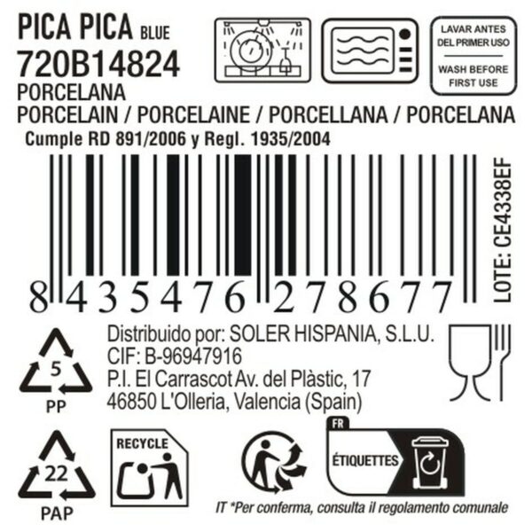 Schüssel für Vorspeisen La Mediterránea Pica-pica Blau rechteckig 13,8 x 7,2 x 3,2 cm (24 Stück) – Bild 3