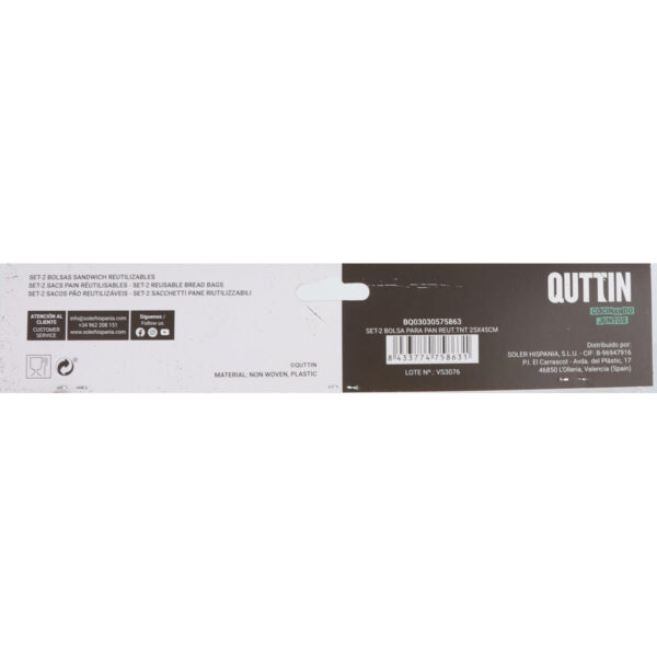 Wiederverwendbare Säcke für Lebensmittel Quttin Brot TNT (Non Woven) 2 Stücke 25 x 45 cm (36 Stück) – Bild 4