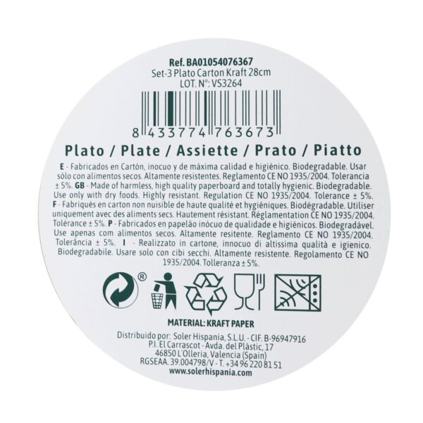 Geschirr-Set Algon Einwegartikel Kraftpapier 3 Stücke 28 cm (24 Stück) – Bild 3