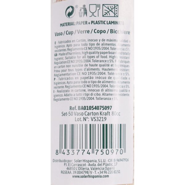 Gläserset Algon Einwegartikel Kraftpapier 50 Stücke 80 ml (36 Stück) – Bild 3