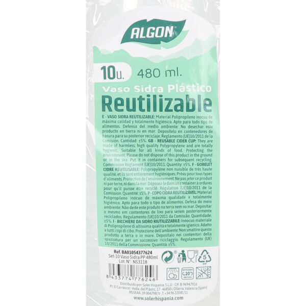 Mehrweg-Gläser-Set Algon Cider Durchsichtig 10 Stücke 480 ml (20 Stück) – Bild 4