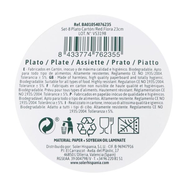 Geschirr-Set Algon Einwegartikel Pappe blumig 8 Stücke 23 cm (24 Stück) – Bild 3