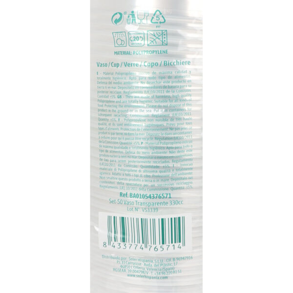 Mehrweg-Gläser-Set Algon Kunststoff Durchsichtig 50 Stücke 330 ml (12 Stück) – Bild 3