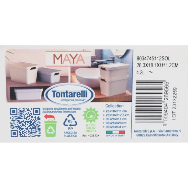 Aufbewahrungsbox mit Deckel Tontarelli Maya Weiß 4,2 L 28 x 18 x 11,2 cm (12 Stück) – Bild 3