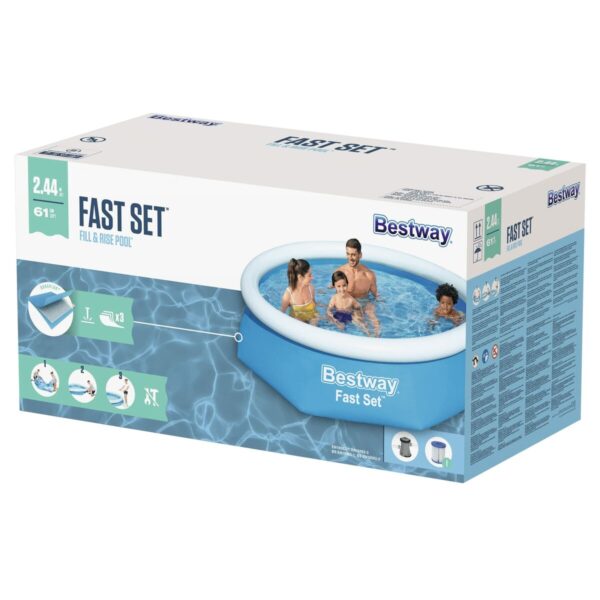 Bestway Aufblasbarer Pool Erwachsene Ring mit Filter 244x61 cm Garten 57450 – Bild 7