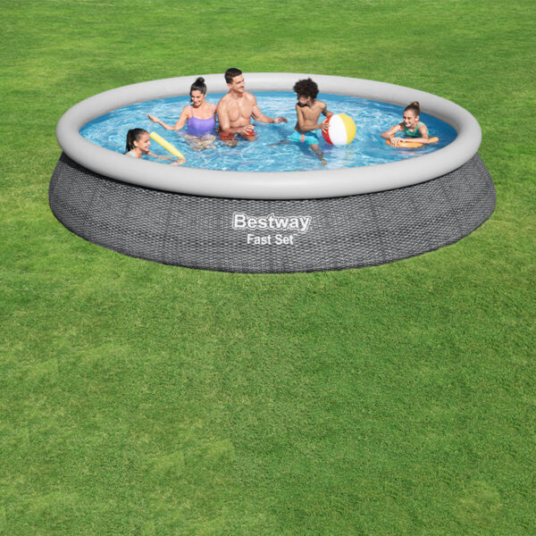 Bestway Aufblasbarer Pool für Erwachsene Ratan Ring mit Filter 475x84 cm Garten 57313 – Bild 7