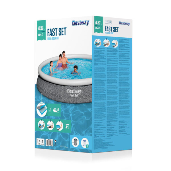 Bestway Aufblasbarer Pool für Erwachsene Ratan Ring mit Filter 475x84 cm Garten 57313 – Bild 4