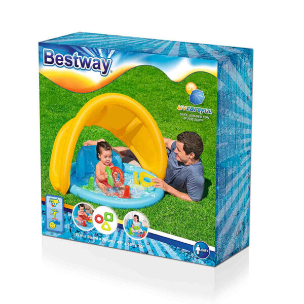 Bestway aufblasbares Lernschwimmbad für Kinder mit abnehmbarem Dach 115x89x76cm +6 Monate Garten 52568 – Bild 2