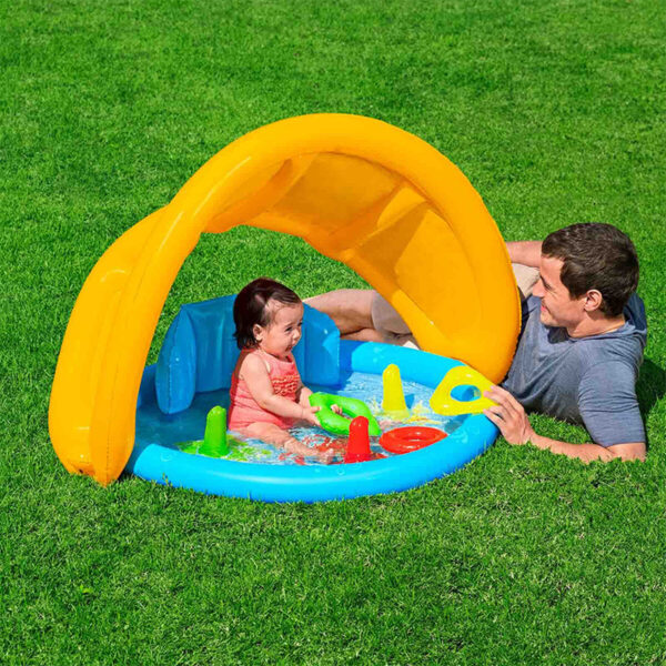 Bestway aufblasbares Lernschwimmbad für Kinder mit abnehmbarem Dach 115x89x76cm +6 Monate Garten 52568 – Bild 3