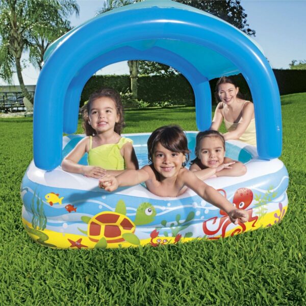 Bestway Aufblasbarer Kinderpool Abnehmbares Dach 140x140x114 cm +2 Jahre Garten 52192 – Bild 6