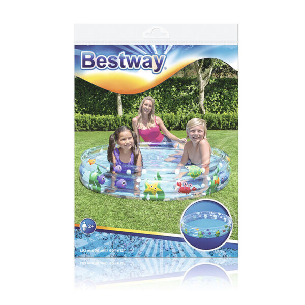 Bestway Aufblasbares Kinderbecken 3 Ringe Transparentes Meeresleben 152x30 cm +2 Jahre Garten 51004 – Bild 2