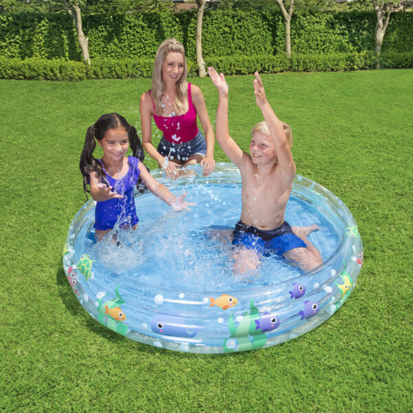 Bestway Aufblasbares Kinderbecken 3 Ringe Transparentes Meeresleben 152x30 cm +2 Jahre Garten 51004 – Bild 3