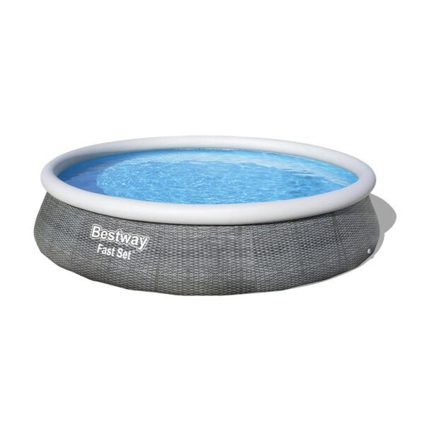 Bestway aufblasbares Pool für Erwachsene Rattanring mit Filter 396x84 cm Garten 57376 – Bild 2