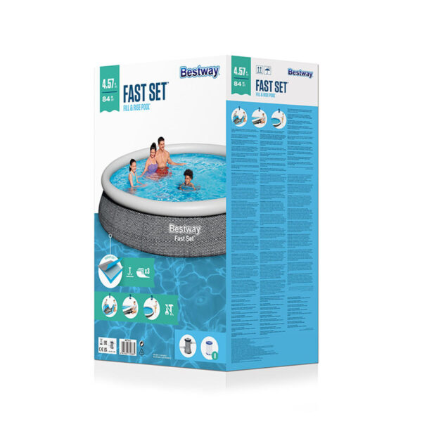 Bestway aufblasbares Pool für Erwachsene Rattanring mit Filter 396x84 cm Garten 57376 – Bild 5