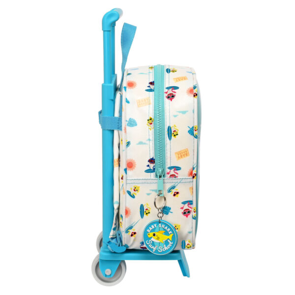 Schulrucksack mit Rädern Baby Shark Surfing Blau Weiß 22 x 27 x 10 cm – Bild 2