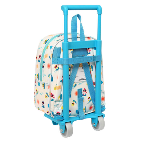 Schulrucksack mit Rädern Baby Shark Surfing Blau Weiß 22 x 27 x 10 cm – Bild 3