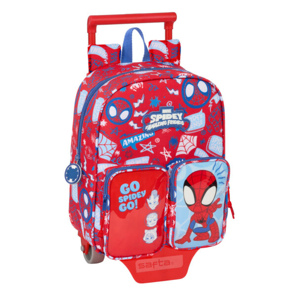 Schulrucksack mit Rädern Spider-Man Rescue Blau Rot 22 x 27 x 10 cm