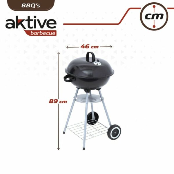 Holzkohlegrill mit Rädern Aktive 46 cm kreisförmig Schwarz mit Deckel – Bild 5
