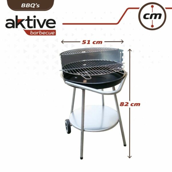 Holzkohlegrill mit Rädern Aktive 51 x 51 x 82 cm Schwarz – Bild 5