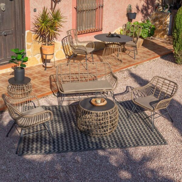 Gartenstuhl Ariki 121 x 62 x 76 cm Synthetischer Rattan Stahl Graphit – Bild 4