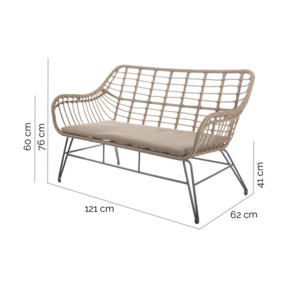 Gartenstuhl Ariki 121 x 62 x 76 cm Synthetischer Rattan Stahl Graphit – Bild 2