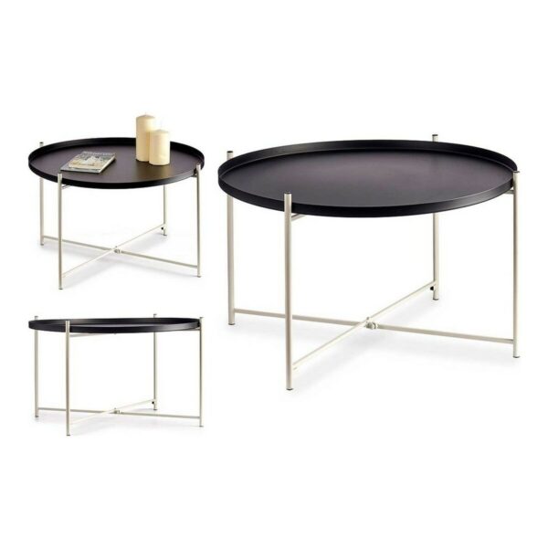 Beistelltisch Schwarz Weiß Metall (76,5 x 46 x 76,5 cm) – Bild 2