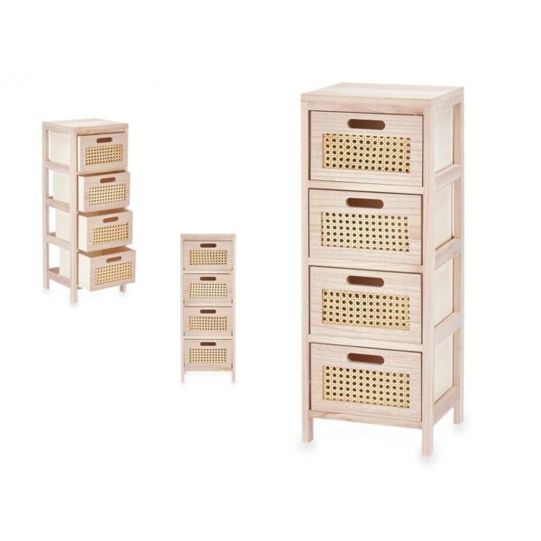 Schubladenschrank Rattan natürlich 27 x 73 x 25 cm 4 Schubladen – Bild 2