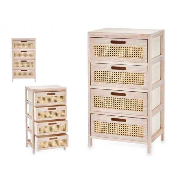 Schubladenschrank Rattan natürlich 40 x 73 x 29 cm 4 Schubladen – Bild 2