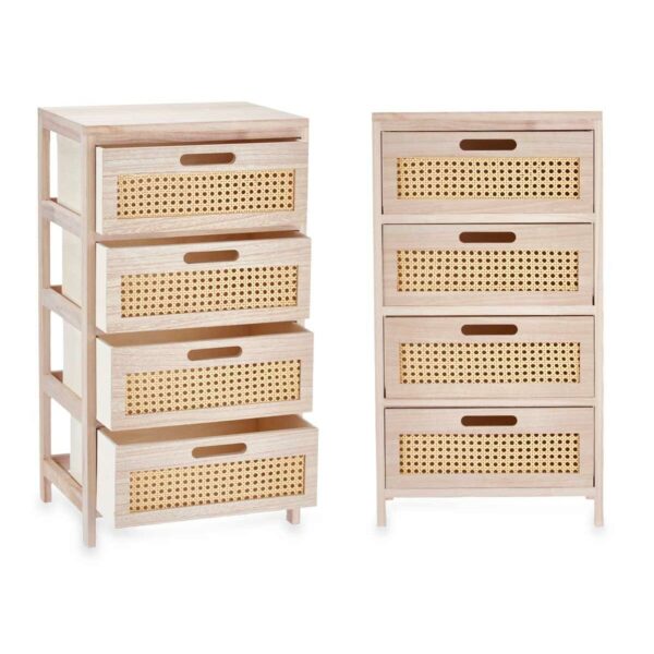 Schubladenschrank Rattan natürlich 40 x 73 x 29 cm 4 Schubladen – Bild 3