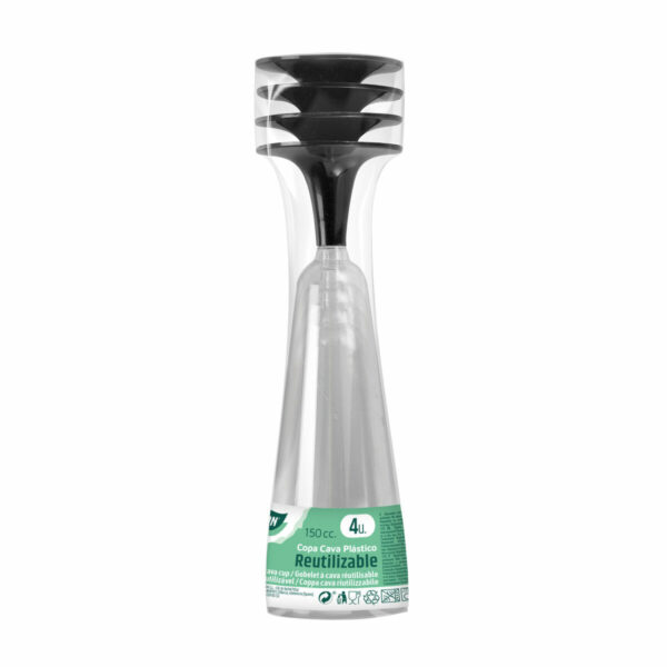 Mehrweg-Sektgläser Algon Schwarz 24 Stück 150 ml (4 Stücke) – Bild 2