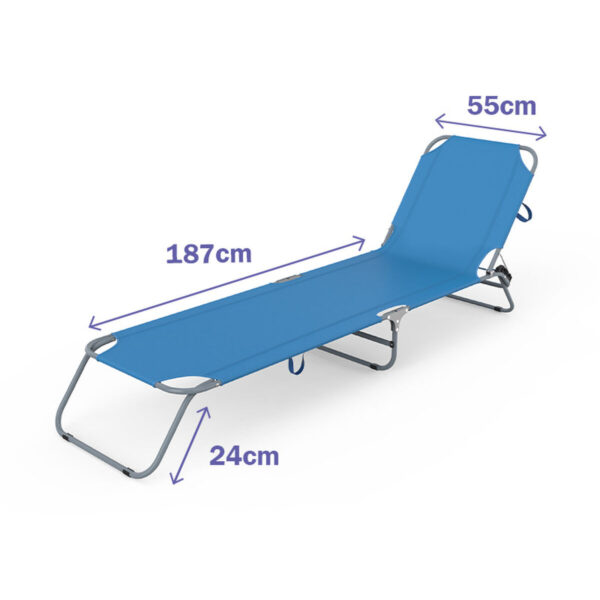 Marbueno Klappbarer Stahlblau Strand- und Pool-Liegestuhl 187X55X24 cm 10022 – Bild 2