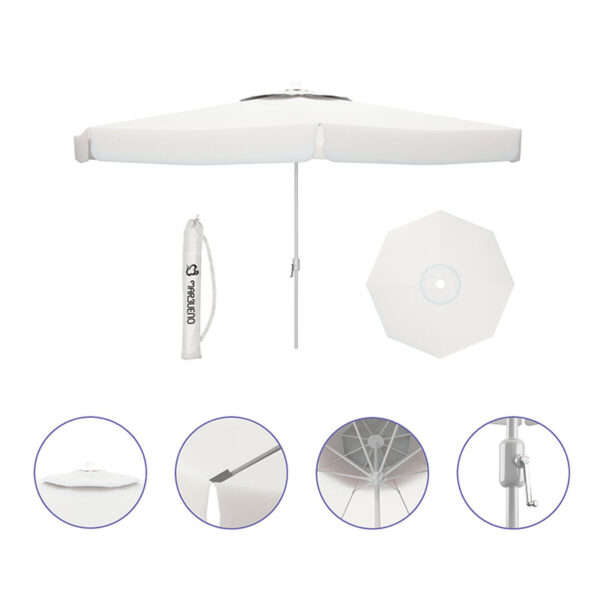 Solskærm Marbueno Weiß Polyester Aluminium Ø 300 cm – Bild 2