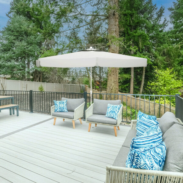 Solskærm Marbueno Weiß Polyester Aluminium Ø 300 cm – Bild 4