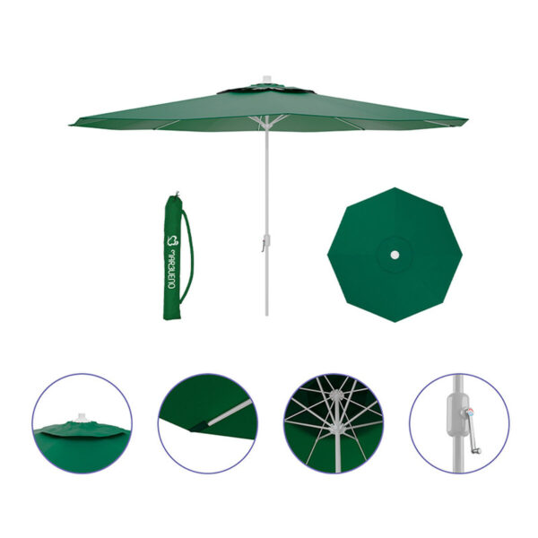 Marbueno Sonnenschirm Stahl 8 Streben D300 cm Polyester Grün Garten, Pool und Terrasse 10190 – Bild 2