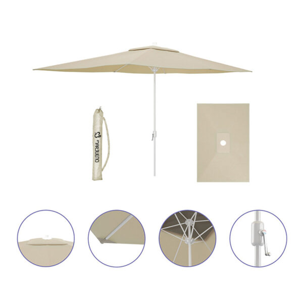 Marbueno Sonnenschirm Stahl 6 Streben D200x300 cm Polyester Beige Garten, Pool und Terrasse 10192 – Bild 2