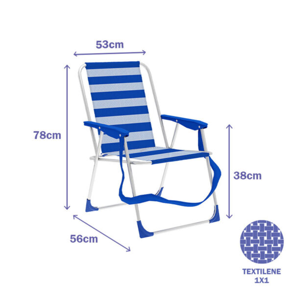 Marbueno Klappstuhl Aluminium Streifen Blau und Weiß Strand und Pool 53X56X78 cm 10312 – Bild 2