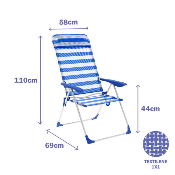Gepolsterte Campingstuhl Marbueno Blau Weiß 69 x 110 x 58 cm – Bild 2