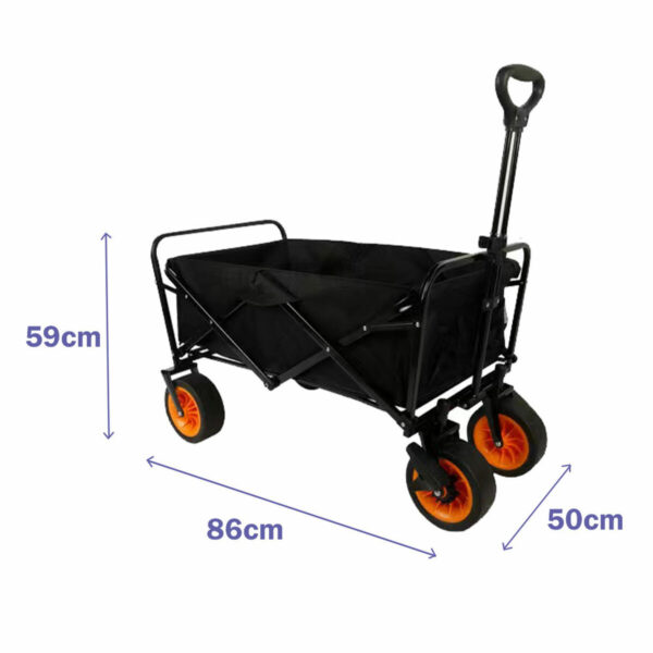 Marbueno Faltbarer Multifunktionswagen Stahl 200 KG Schwarz Garten Strand Camping 86X50X59 cm – Bild 2