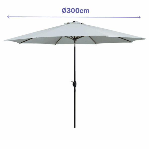 Marbueno Sonnenschirm Stahl 8 Streben D300 cm Polyester Weiß Garten, Pool, Terrasse – Bild 2