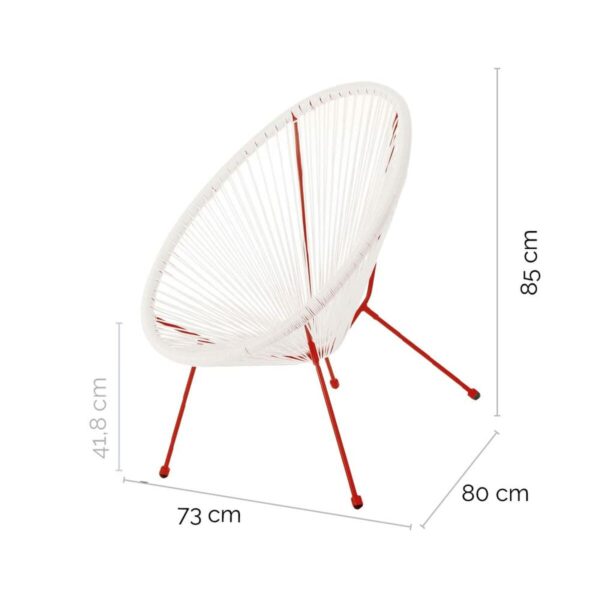 Gartenstuhl Acapulco 73 x 80 x 85 cm Rot Weiß Rattan – Bild 2
