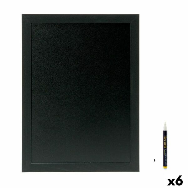 Tafel Securit Woody Teakholz An der Wand montiert Schwarz 80 x 60 cm